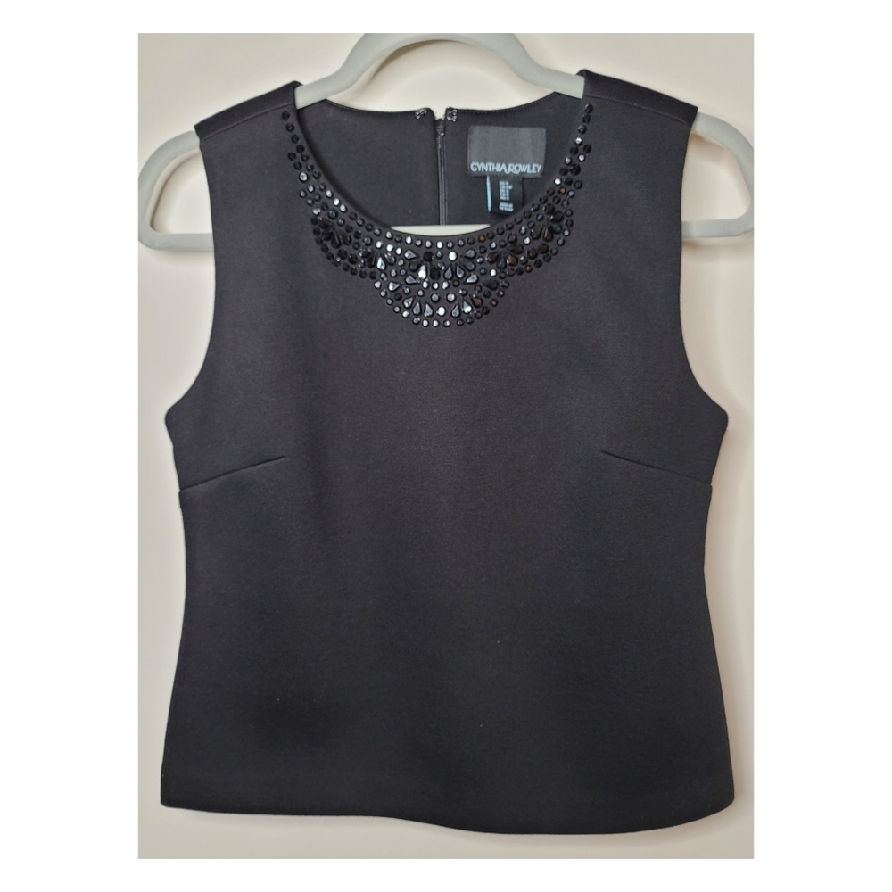 Cynthia Rowley Black Jeweled Tank